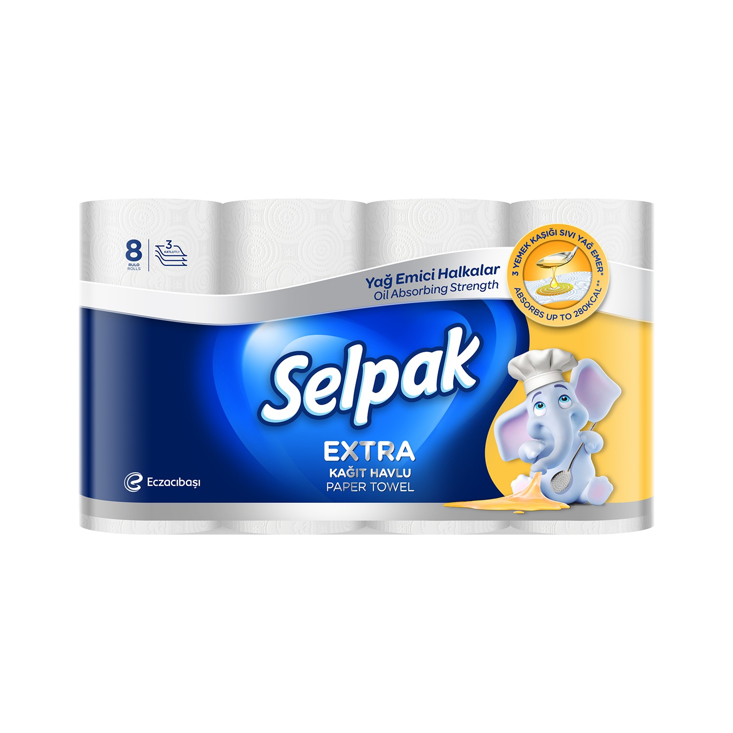 Selpak Extra Yağ Emici 8'li Havlu - Beyaz