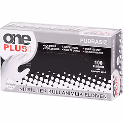 One Plus S Nitril Siyah Pudrasız Eldiven 100 lü