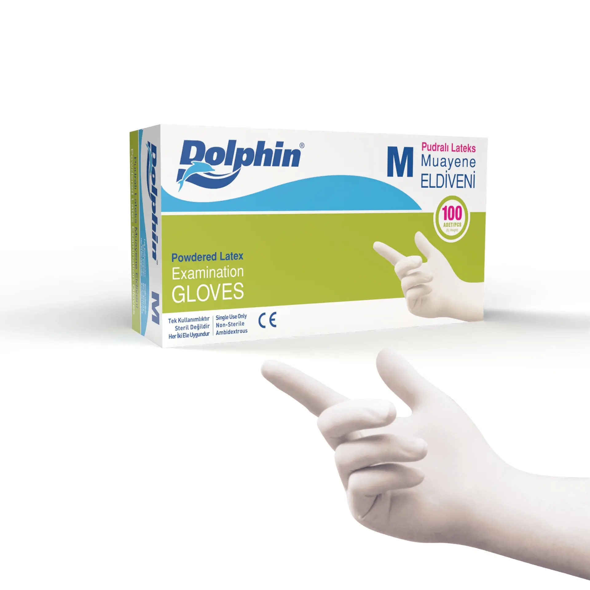 Dolphin Pudralı Lateks Eldiven M Beden
