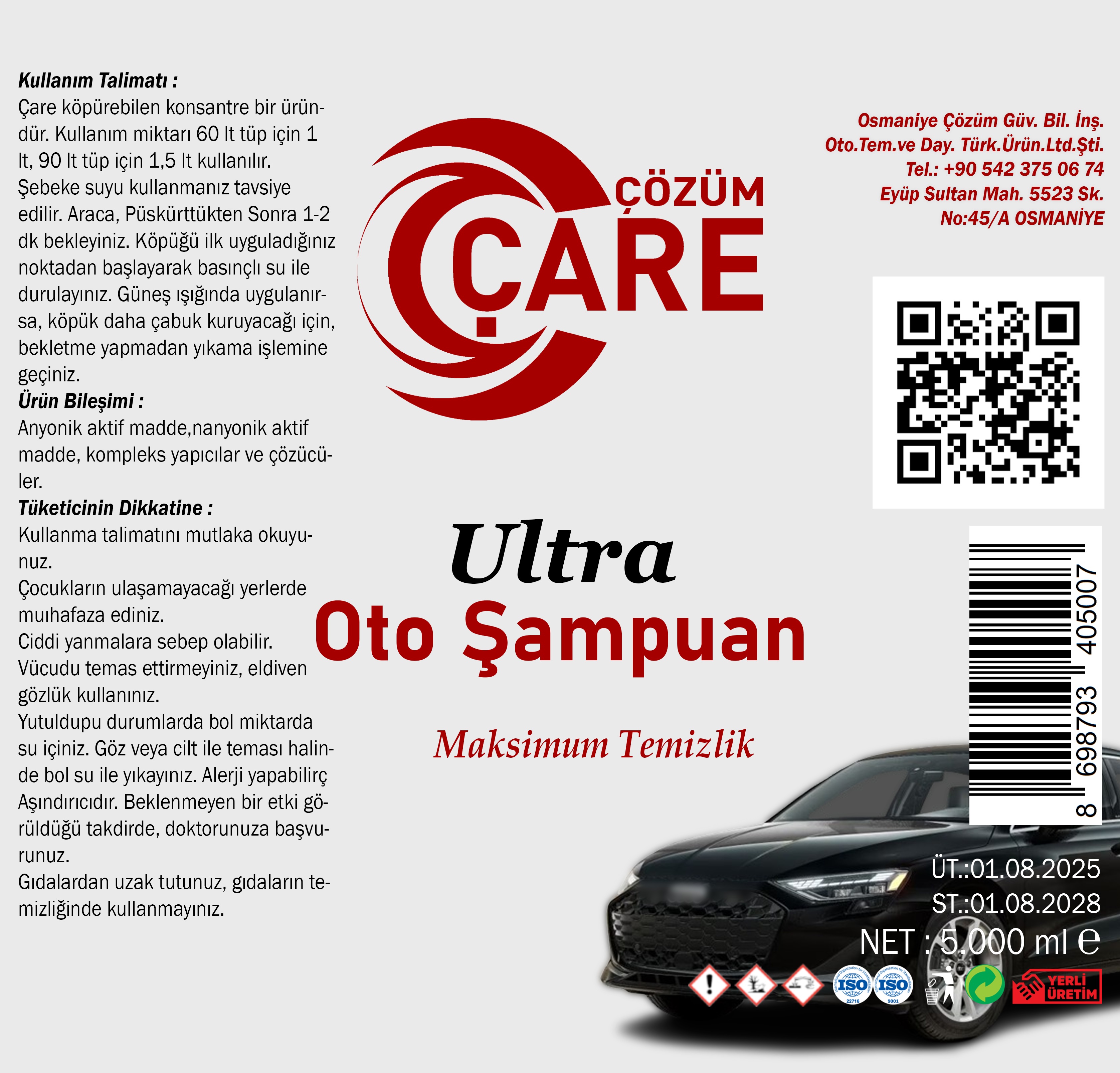Ultra Oto Şampuan 5 Kg