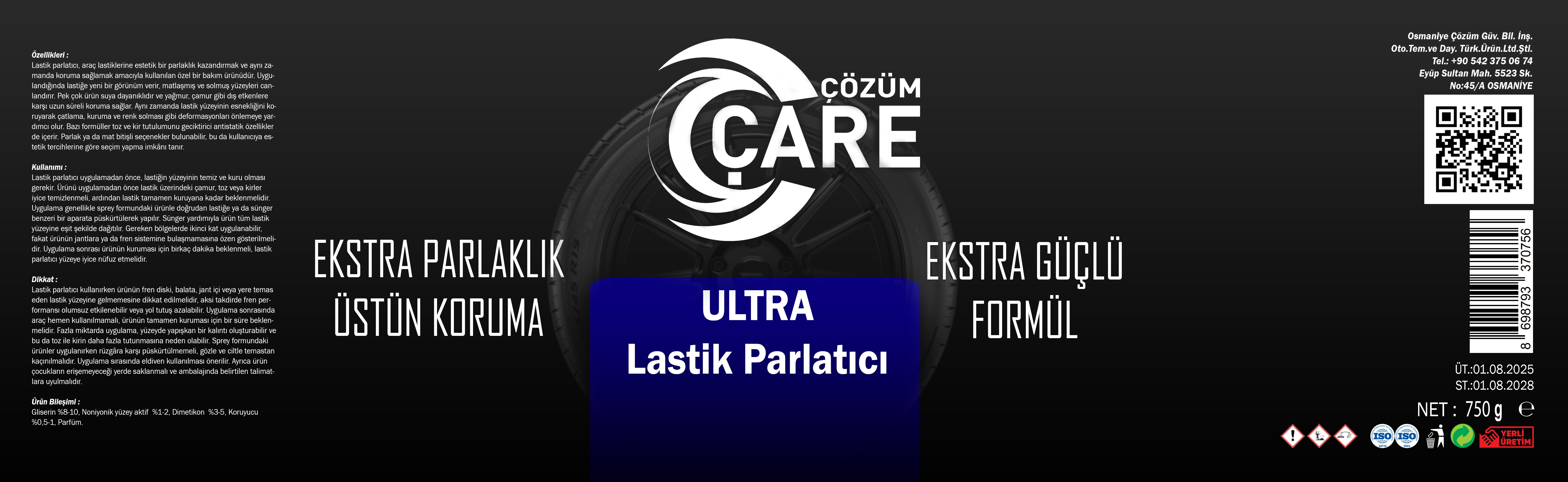 Ultra Lastik Parlatıcı (SIVI)  750 Gr