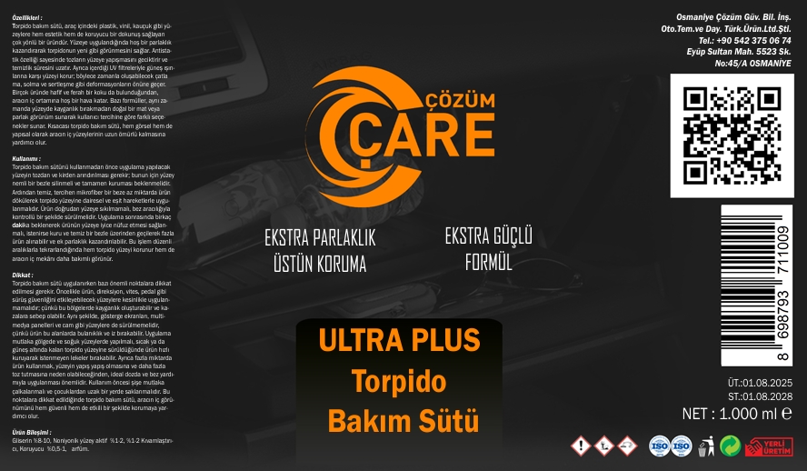 Ultra Plus Torpido Bakım Sütü 1 Kg