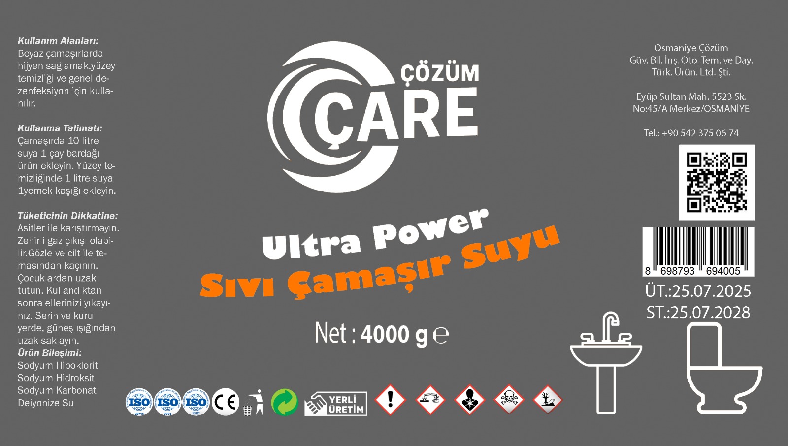 Ultra Power Sıvı Çamaşır Suyu 4 Kg