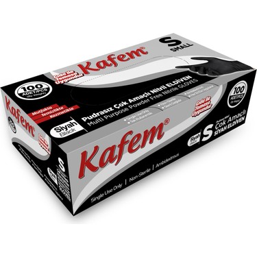 Kafem Siyah Nitril Eldiven S Beden 100 lü